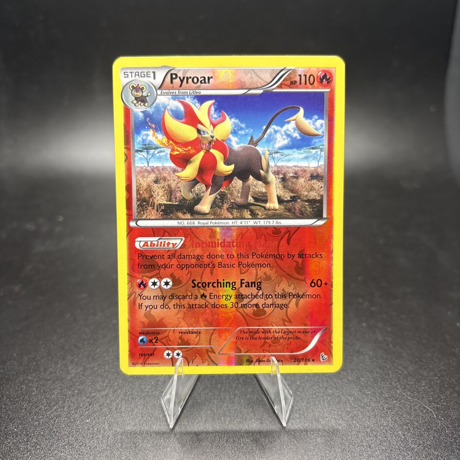 Pokemon PYROAR Card 20/106 Reverse Holo Rare XY Flashfire NM Near Mint -c