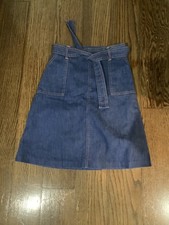 vtg 60s 70s denim boho wrap tie skirt sz S