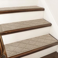 COSY HOMEER Edging Stair Treads Non-Slip Carpet Mat 28inX9in,4pc,Beige