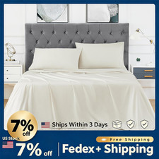Queen Soft Bamboo Sheet Set 100 Viscose, Cooling Breathable Deep Pocket Hotel