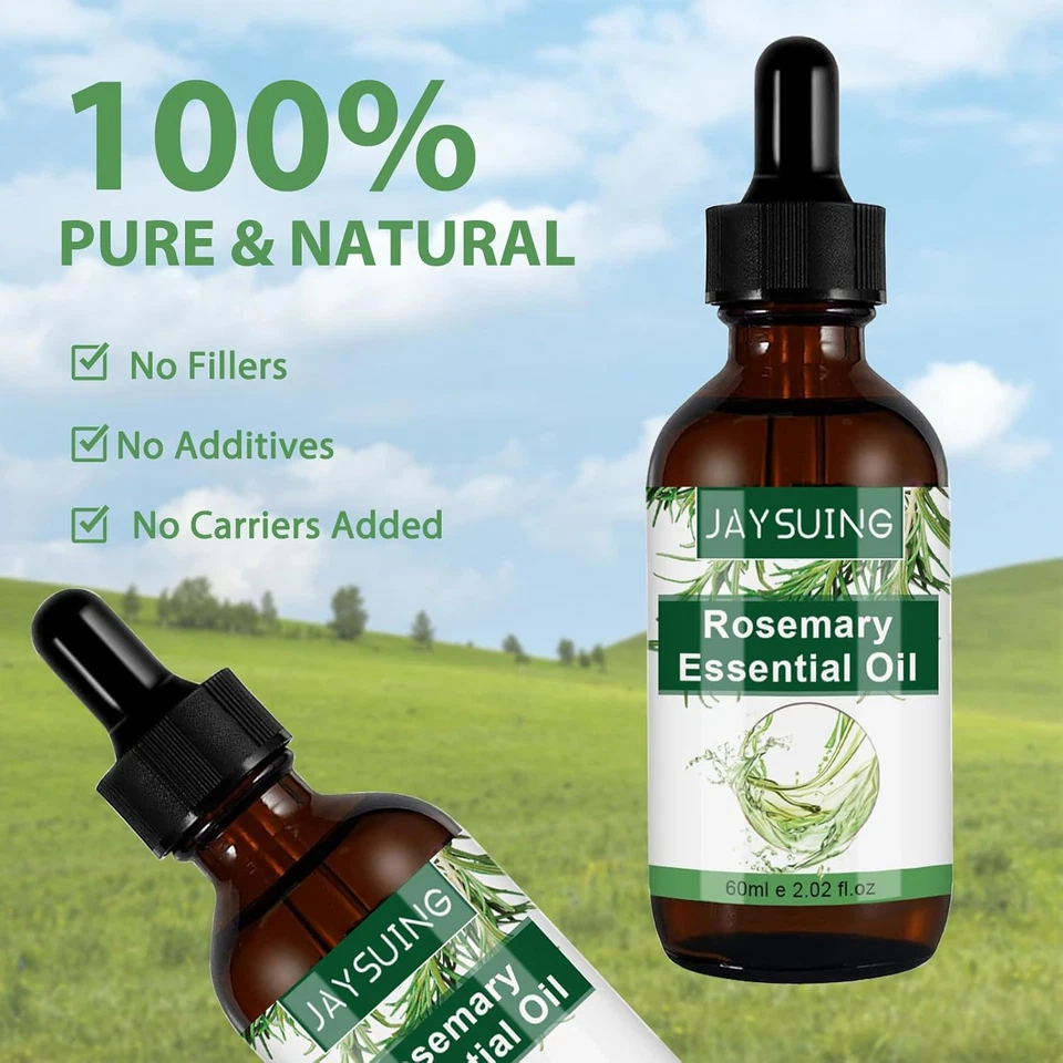 2Pcs Olio Di Rosmarino per Capelli 60 Ml - Accelera La Crescita Dei Capelli, Ada - Immagine 3 di 4