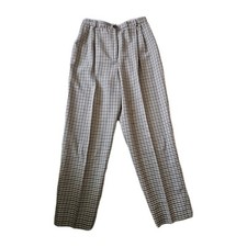 JH Collectibles Vtg Beige Plaid 100 Wool Lined Dress Pant Pleated Sz 16