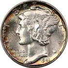 1941-D PCGS MS65 FB Gem BU Mercury Dime, Lustrous, Awesome Rainbow Toned!