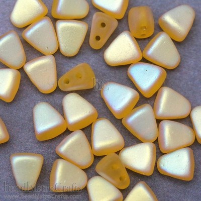 Czech NIB-BIT 2-Hole Beads, Frosted Golden Yellow Full AB 6x5mm ~ 50 Pieces