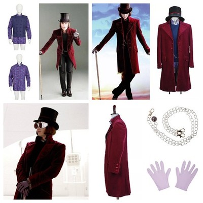 Willy Wonka Charlie and the Chocolate Factory Johnny Depp Cosplay Costume outfit