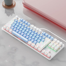 Cute Compact 87-Key Green Switch Mechanical Keyboard   Silent  RGB
