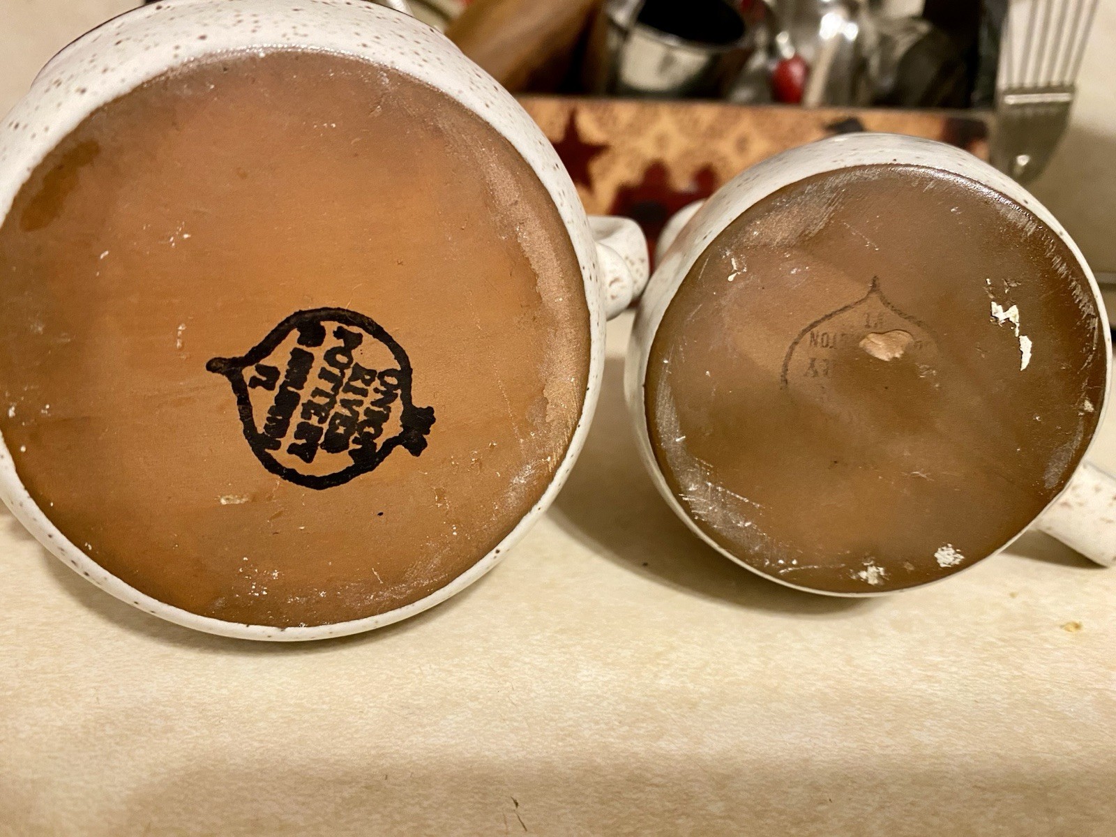 Vintage Onion River Company, Vermont Creamer and Sugar Crock Rustic Winter Scene