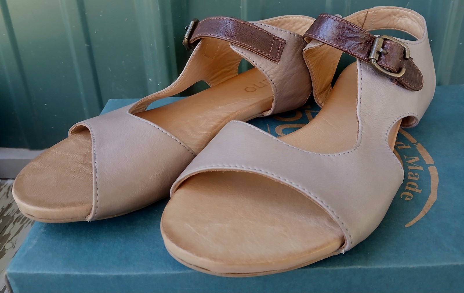 BUENO KINA GreyTaupeChocolateBrownLeatherSandalLo… - image 6