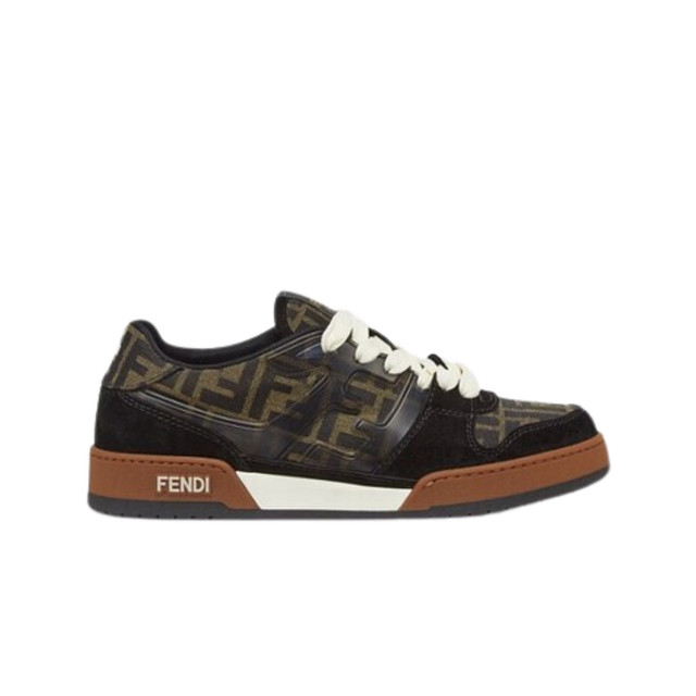 Fendi Match FF Jacquard Suede Low Top Sneakers Brown