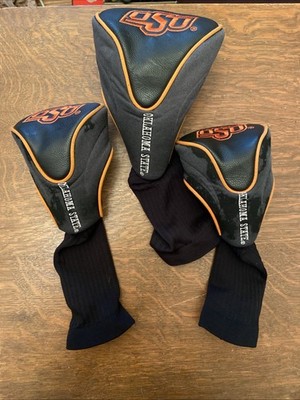TEAM GOLF COWBOYS OKLAHOMA STATE UNIVERSITY GOLF CLUBS THREE (3) HEAD COVERS.
