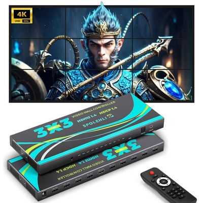 4K 3x3 HDMI Video Wall Controller | 13 Splicing Modes @60Hz, 180°Rotation