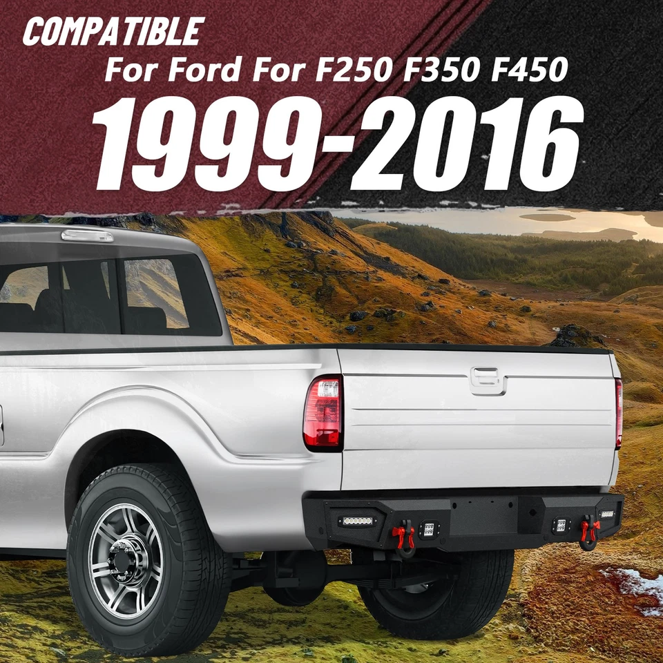 W/ Sensor Holes Rear Bumper For 1999-2016 3rd Gen Ford F250 F350 F450 Super Duty Foto 2 de 4