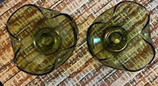 VINTAGE Anchor Hocking Olive Green Glass Cand...