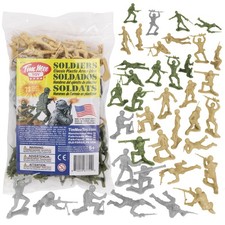 TimMee Plastic Army Men OD Green, Tan  Gray 72pc Soldier Figures - Made in USA
