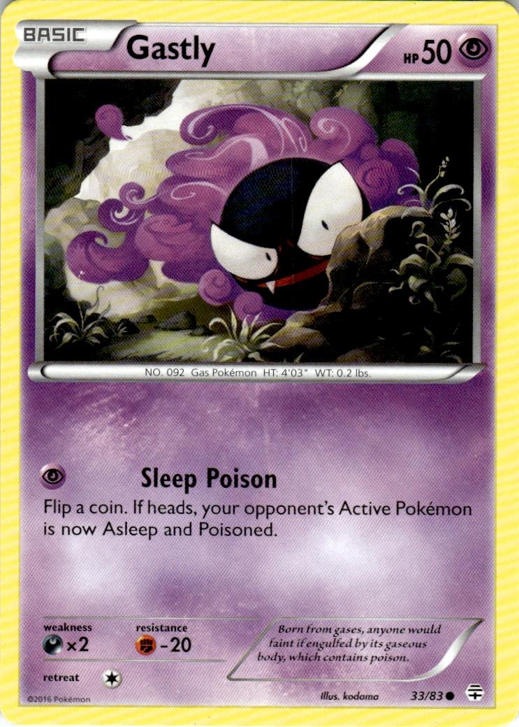 Gastly 33/83 Common Generations Pokemon Lightly Played