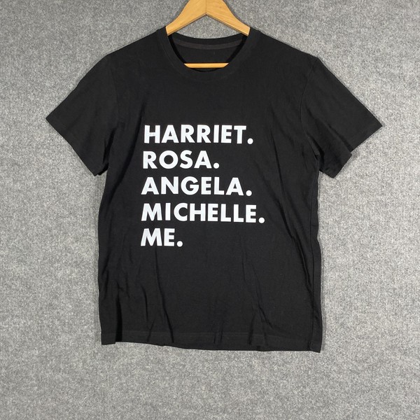 Harriet Rosa Angela Michelle Me Shirt Womens L Black Graphic Tee T-Shirt 5L