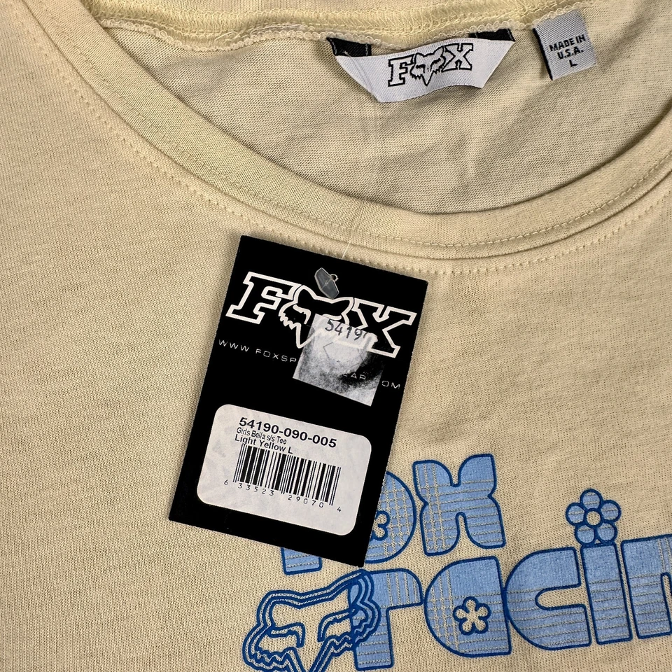 Camiseta de Colección Fox Racing para Mujer XS Amarilla Y2K Nueva de Lote Antiguo Patín Deadstock Hecha en EE. UU. Foto 2 de 4