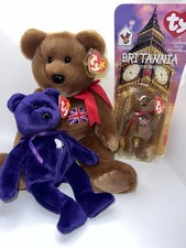 Ty Beanie Set Of 3 Britannia Buddy And Teenie, Princess Diana Baby With Tags