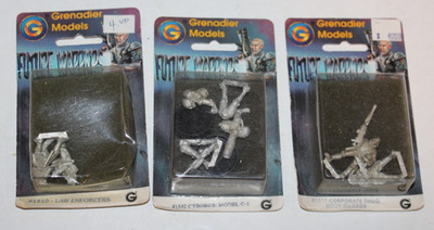 3 NEW 1993 Grenadier Future Warriors Miniature RPG Cyborgs Thugs Enforcers NOS