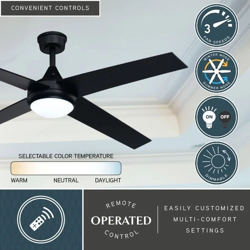 Vaxcel Lighting F0125 52" 4 Blade Indoor LED Ceiling Fan - Black - Picture 8 of 12