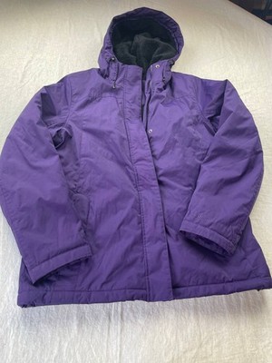 LL Bean Winter Warmer Coat Womens Fleece Lined Hooded Jacket Small Purple 271136