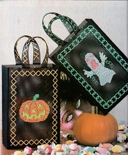 Halloween Glow Ghost  Pumpkin Totes - 10 count pc-Plastic Canvas Pattern ONLY