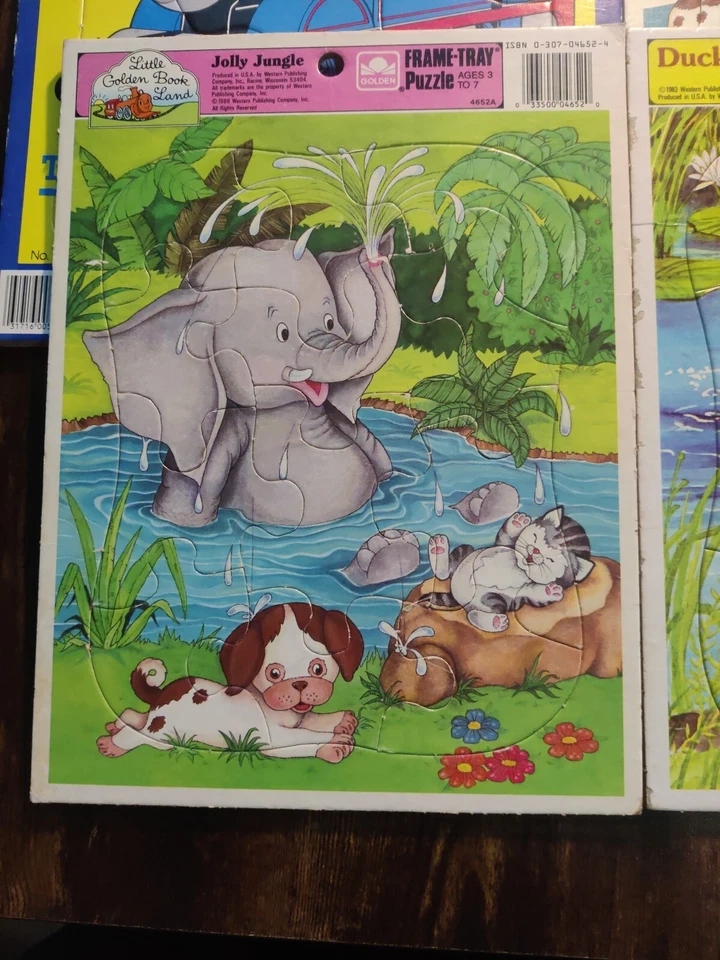4X Little Golden Book Puzzle Land Vintage Cavetown Frame Tray Various EUC Thomas - Image 2 of 4