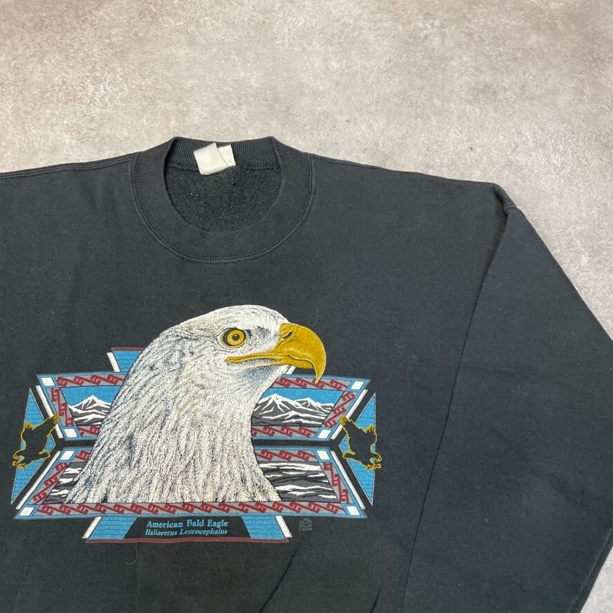 Lee Sweatshirt Mens Y2K American Eagle Graphic Crew Neck Sweater Black XL image 2