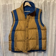 Vintage 1970  s Swan Down Puffer Vest Men's Large Reversible