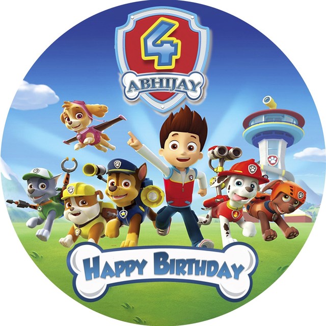 Paw Patrol Personalised 4cm Round Stickers 24 per Sheet for sale online