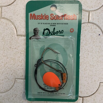 Oxboro Outdoors Muskie Solarflash Lure 24  Of Black 60lb Wire w/ 9/0 Hook Orange
