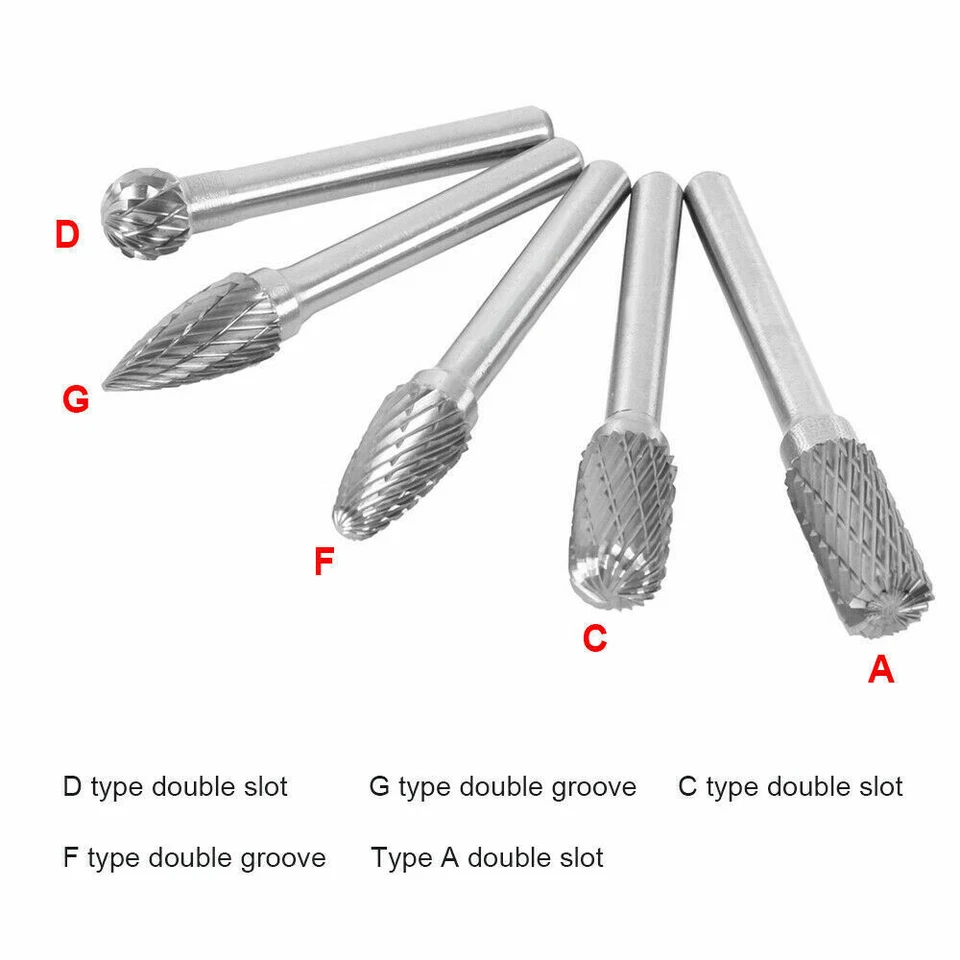 5x Rotary Burr Set Head Tungsten Carbide Burrs 1/4'' Shank Die Grinder Bit Tool - Image 2 of 4