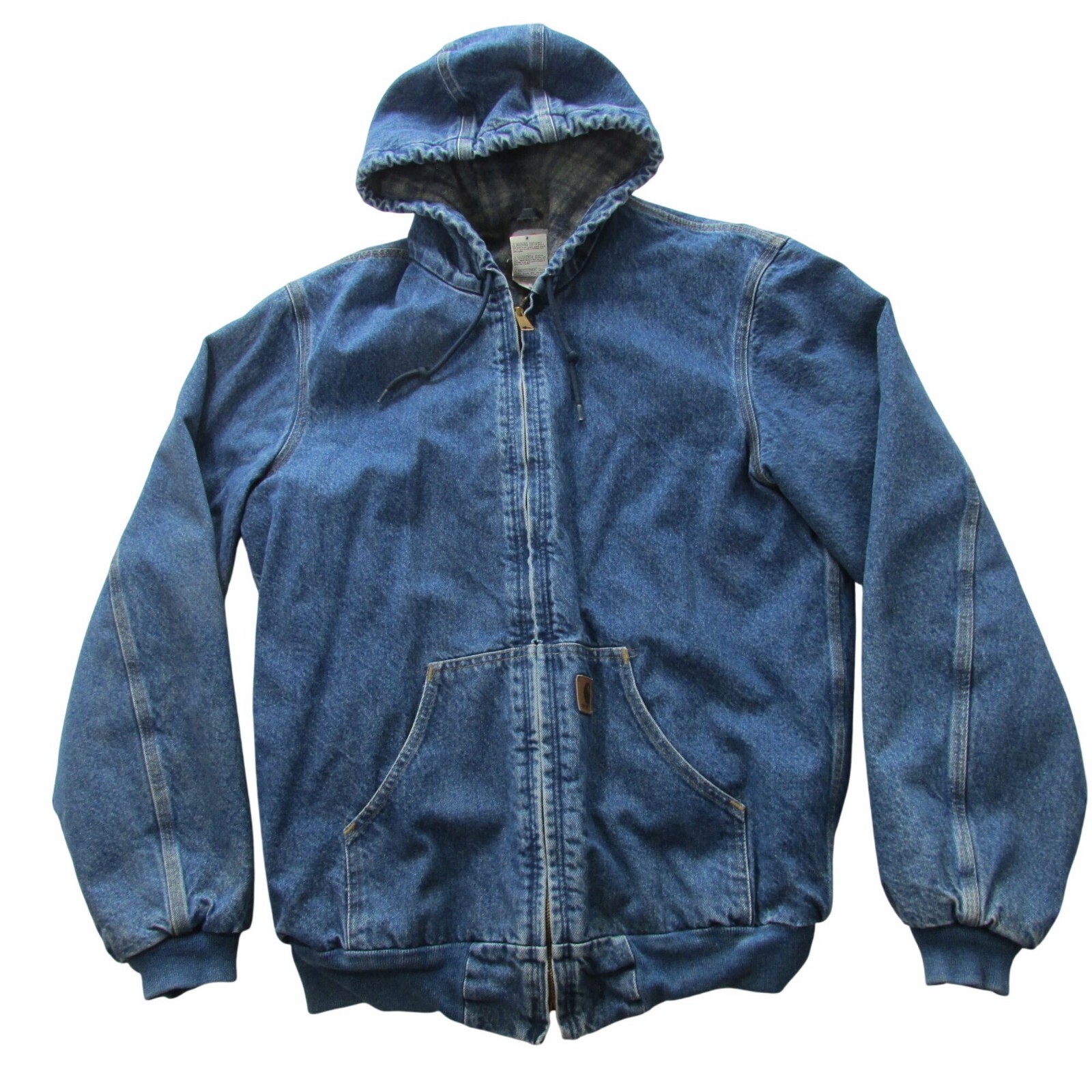 Vintage Carhartt M Tall Mens J139 DST Hooded Zip Denim Jacket