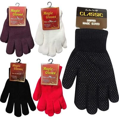 TRUE FACE 1,3,4,6 Pair Mens Womens Black Magic Warm Stretch Winter Thermal Soft Gloves Lot