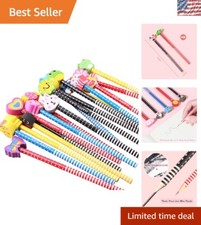 Fun Colorful Pencils with Cartoon Animal Erasers - 12 Pack for Creative Kids