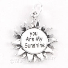 YOU ARE MY SUNSHINE Pendant Charm Sterling Silver 925 .925 sun shine love charm