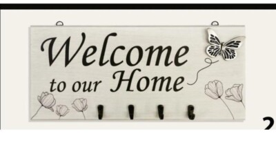 Holz Deko Schild Schlüsselbrett Welcome to our Home