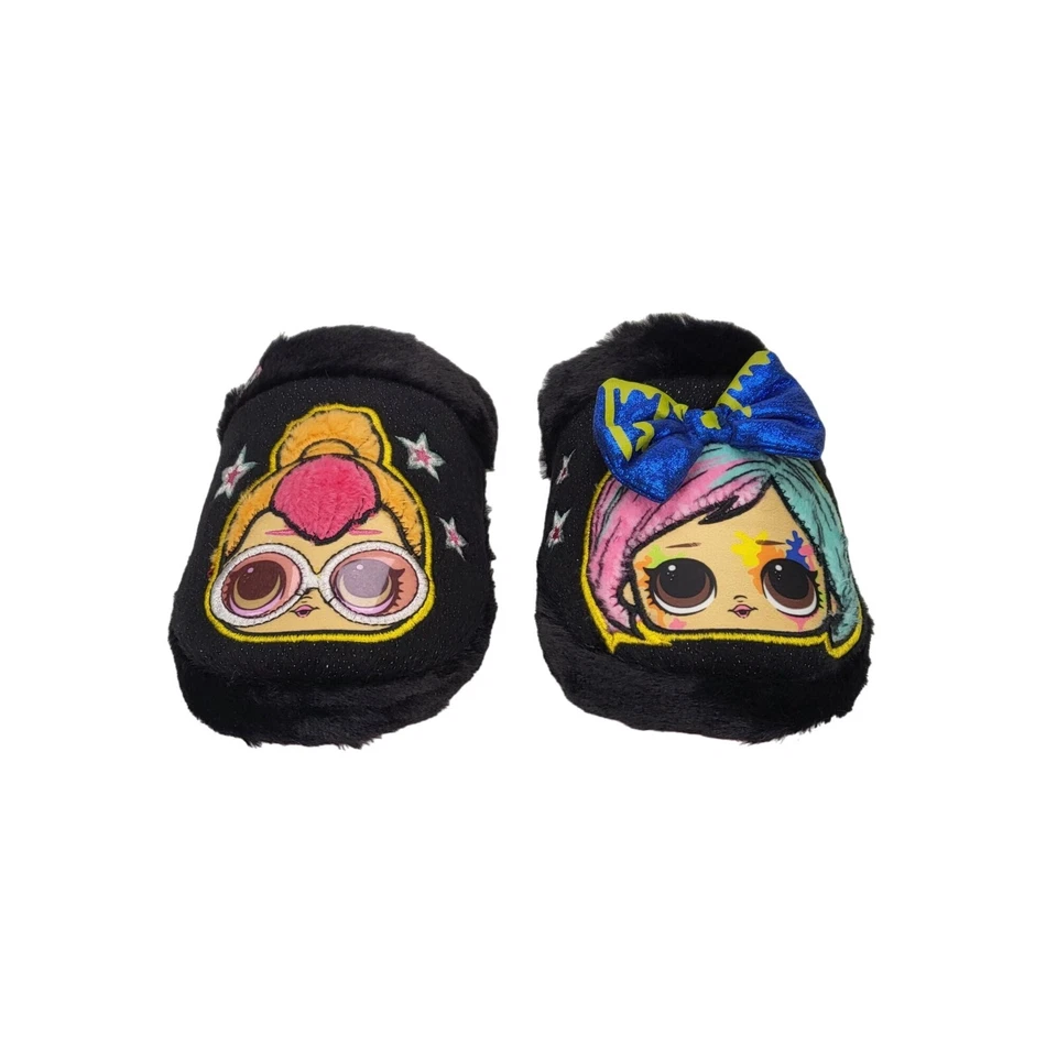 Zapatillas sin cordones negras LOL Sorpresa para niñas diseño de personajes bordados talla 13/1 Foto 2 de 4