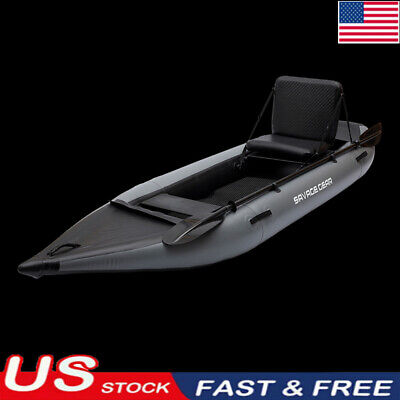 130'' 2 Person Inflatable Fishing Kayak Rescue Rubber Rowing Boat w/ Paddle  Fin