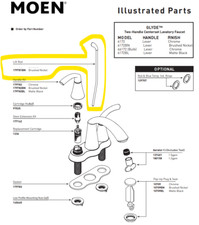 Moen 179781BN Lift Rod Kit for Lavatory Faucet 6172BN - Brushed Nickel Finish