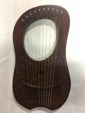 Musical Instrument Lyre Harp 10 String Solid Wood Handmade Flower Carved with Pa