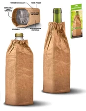 TYVEK BROWN BAG ARTWORK INSULATED WINE BOTTLE & 40oz COOLER SLEEVE SOFT REUSABLE