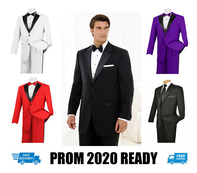 NWT PROM TUXEDOS - ALL COLORS // SIZES - JACKET & PANT SET PROM TUX SATIN LAPEL