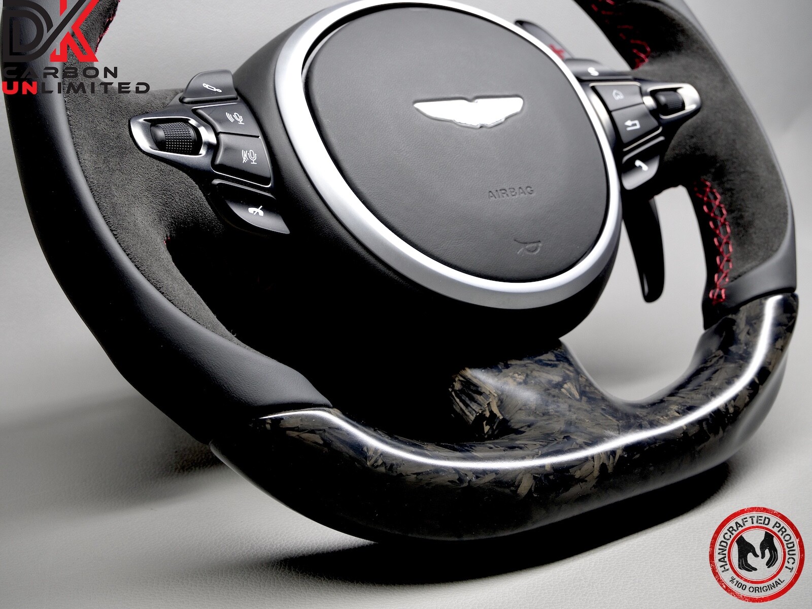 Aston Martin DB11 DBS Vantage Red Ring Matte Forged Carbon Steering Wheel v3