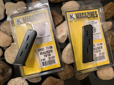 2 Pack Mauser 1910 - 1934 .25 ACP 9 Round Rd Steel Magazine USA Made 25 Mag