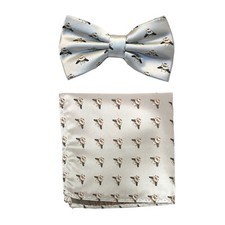 New Men's micro fiber Pre-tied Bow tie  hankie beige bee animal formal wedding