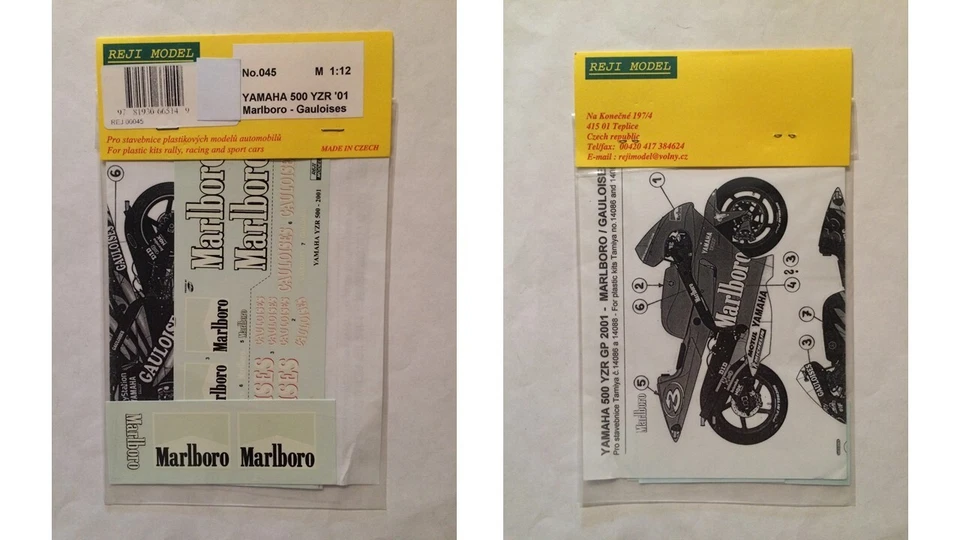 1/12 REJI MODEL 045 : DECALS COMPLEMENT CIGARETTIERS YAMAHA YZR500 2001 - Photo 1/1
