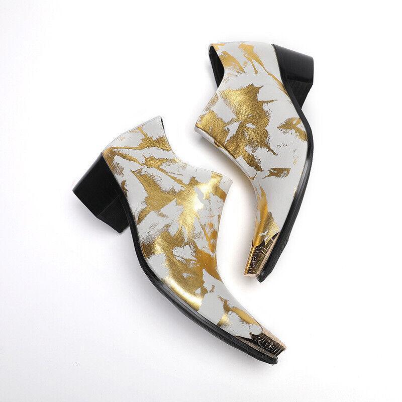 SAOLA Scarpe da uomo nightclub ballo zip laterale metallo punta sera party club in pelle