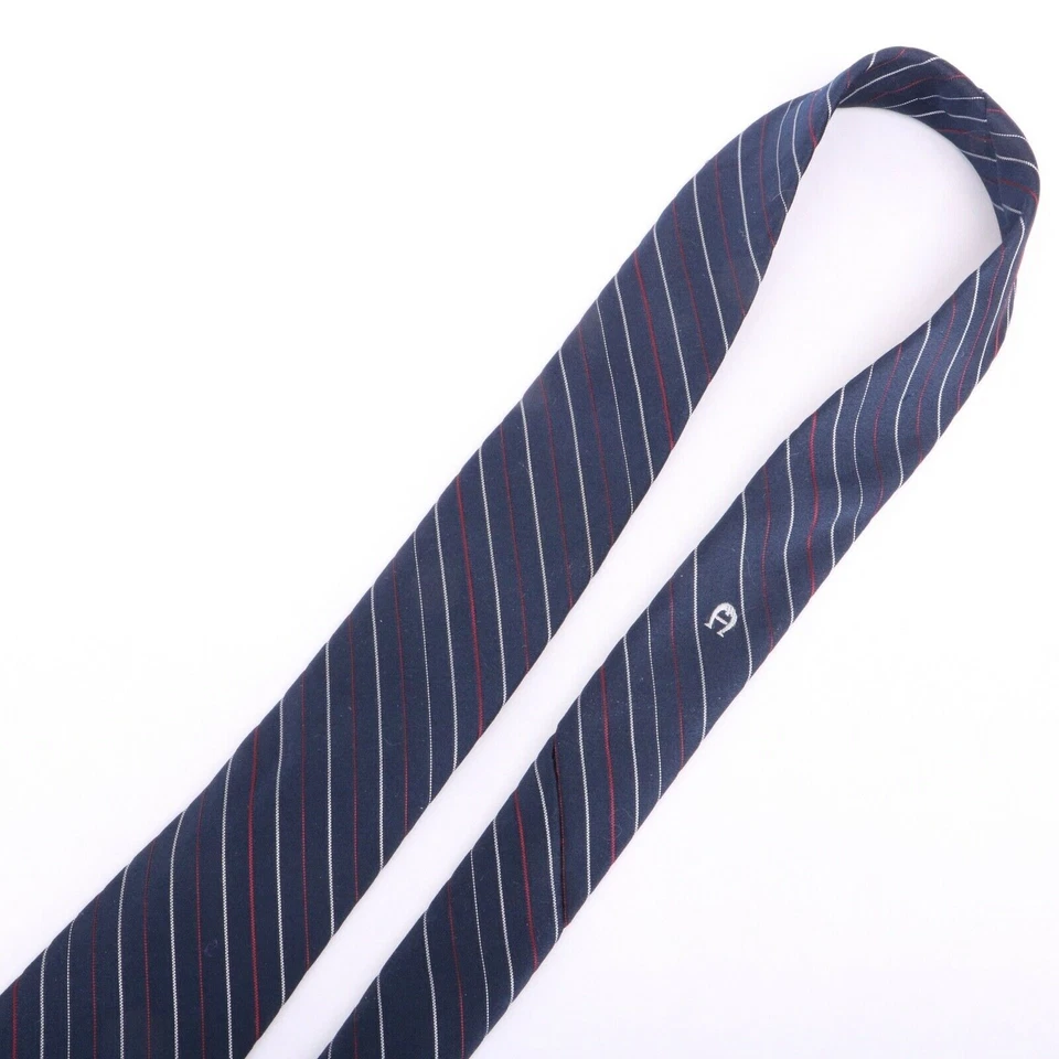 Corbata a rayas diagonales Etienne AIgner azul marino blanco rojo Foto 4 de 4