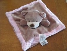 kellytoy BLANKET SECURITY LOVEY kelly toy plush rattle pink tan bear baby lovey